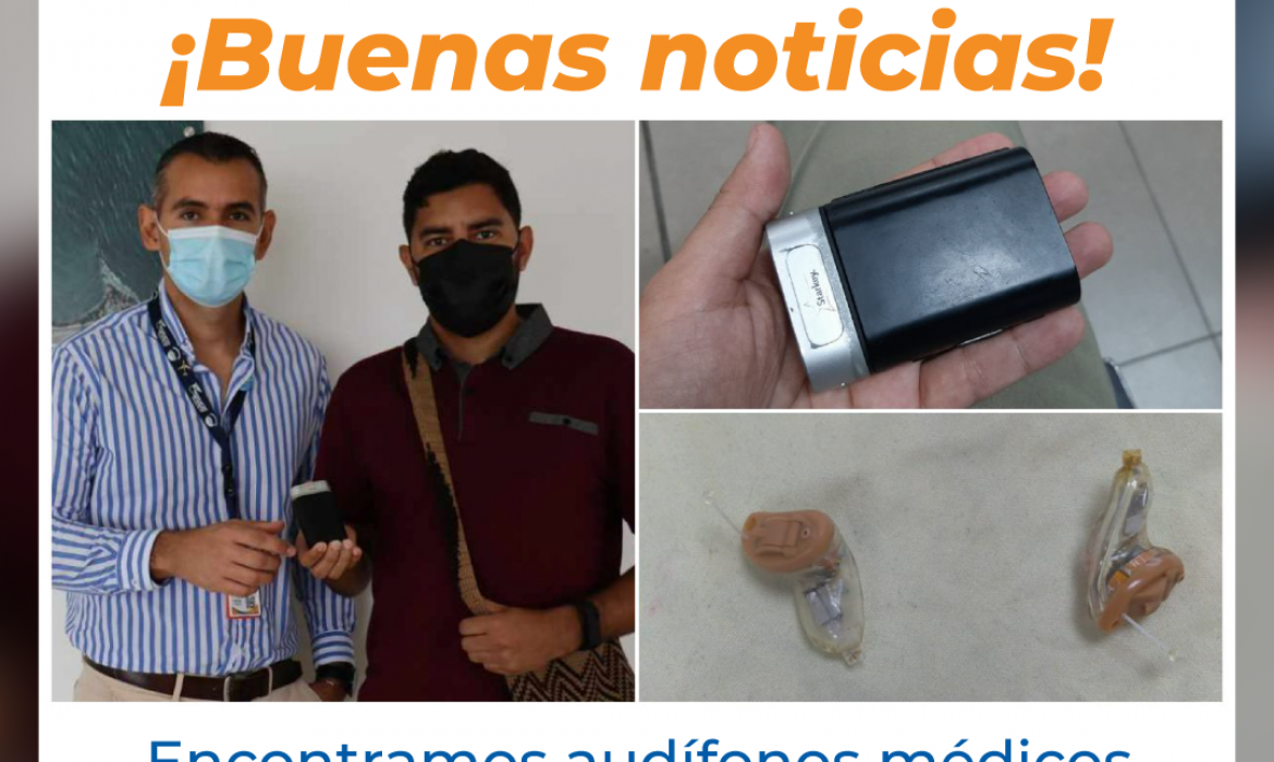 Recuperamos audífonos médicos extraviados en el Aeropuerto Internacional Simón Bolívar de Santa Marta